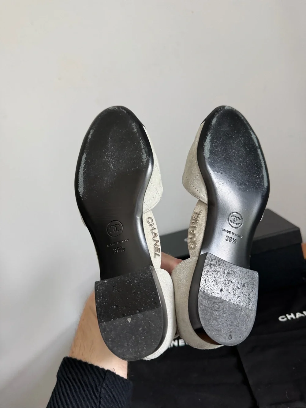 Chanel Mary Jane Suede Ballet Flats Size EU 36.5